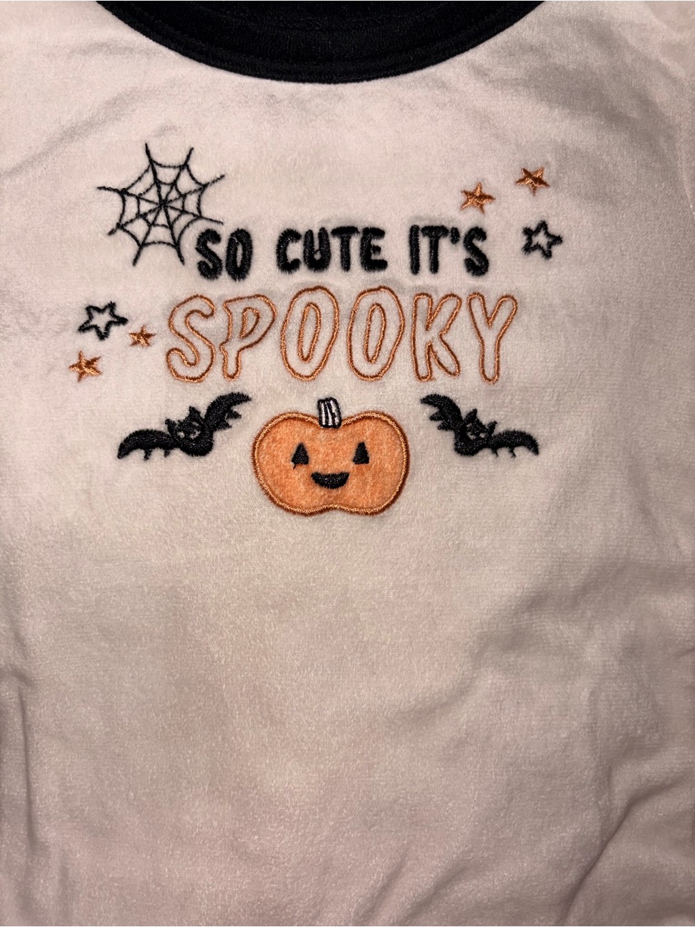 chick pea White & Orange "So Cute It's Spooky" Embroidered Halloween Pajama Top